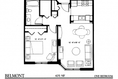 Floor Plan of One Bedroom Apartment - Belmont