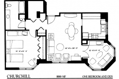 Floor Plan of One Bedroom Apartment - Churchill