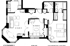 Floor Plan of One Bedroom with Den Apartment -Glenhill