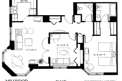 Floor Plan of One Bedroom with Den Apartment - Millwood