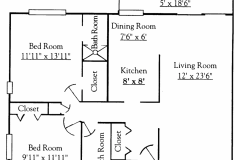 RosePointe II Two-Bedroom/2 Bath with Balcony Floor Plan