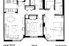 Floor Plan of One Bedroom Apartment - Oakcrest
