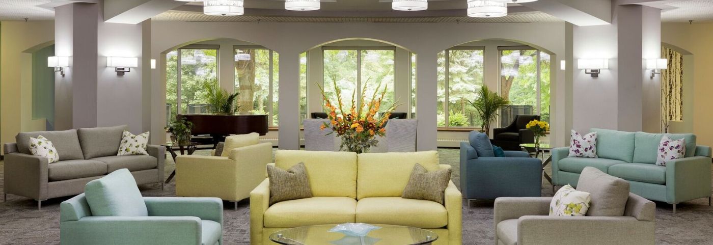 Rosepointe Independent Senior living Lobby sofa