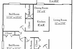 RosePointe II Two-Bedroom/2 Bath with Balcony Floor Plan